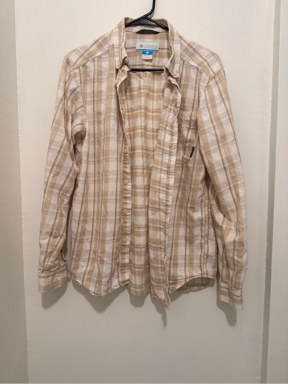 Columbia Beige Plaid Button-Down Shirt